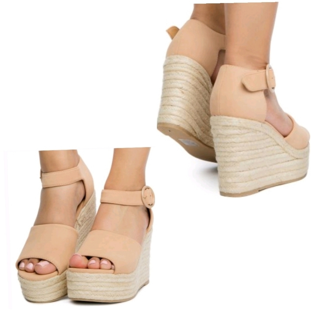 🦋Nine West Adell2 Natural Blush Espadrille Wedge
